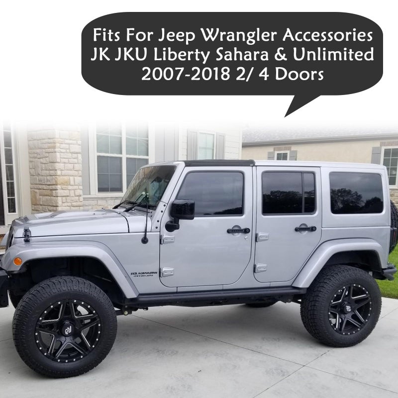 Bolaxin Side Door Handle Inserts Cover Trim Fits for Jeep Wrangler Accessories JK JKU Liberty Sahara & Unlimited 2007-2018 Exterior Grab Handles Pull JK Mods Decoration(Aluminum Black  5PCS) - Image 3